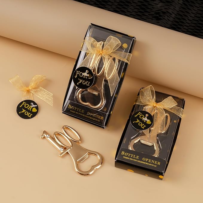 24 Packs of 100th Party Favors Bottle Openers for Birthday, Anniversary, and Wedding Guests Perfect Souvenirs with Gift Boxes and Decorations for Adults