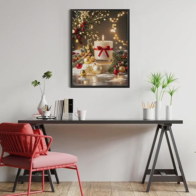 Jigsaw Puzzles for Adults 500 Piece - Christmas Atmosphere Candle Light，Merry Christmas Themed Wooden Puzzles，Funny Puzzles，Puzzle Games Challenge Puzzles，Educational Games