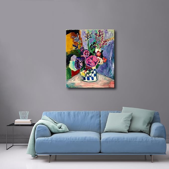 Wieco Art Canvas Wall Art Still Life of Peonies in a Vase 1907 by Henri Matisse Abstract Canvas Prints Art Pictures for Wall Decor and Home Office Decorations