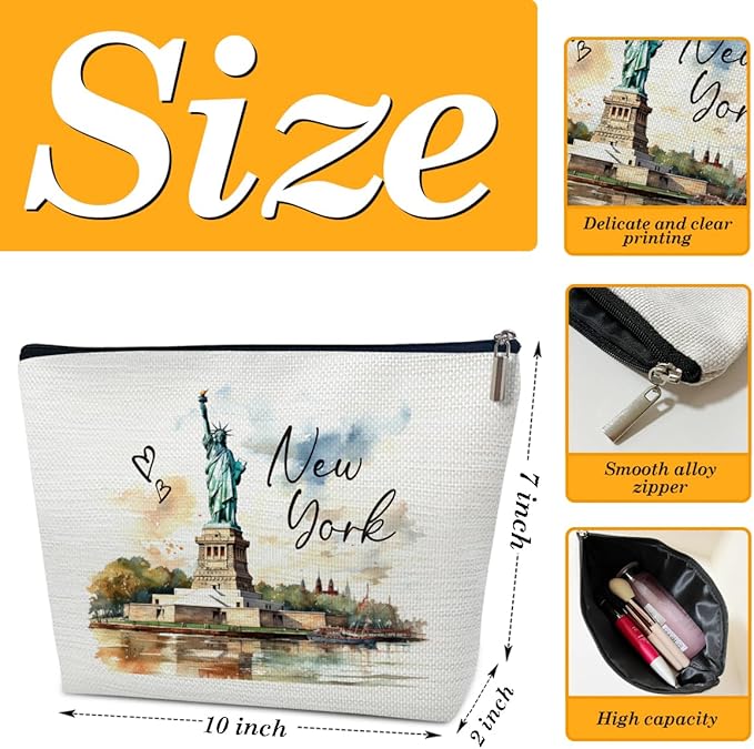 New York Travelling Gift Makeup Bag, City Travel Cosmetic Bag for Purse, Watercolor Gift, New York Souvenir, Trip Favors for Traveller, Travelling Lovers, City Themed Organizer