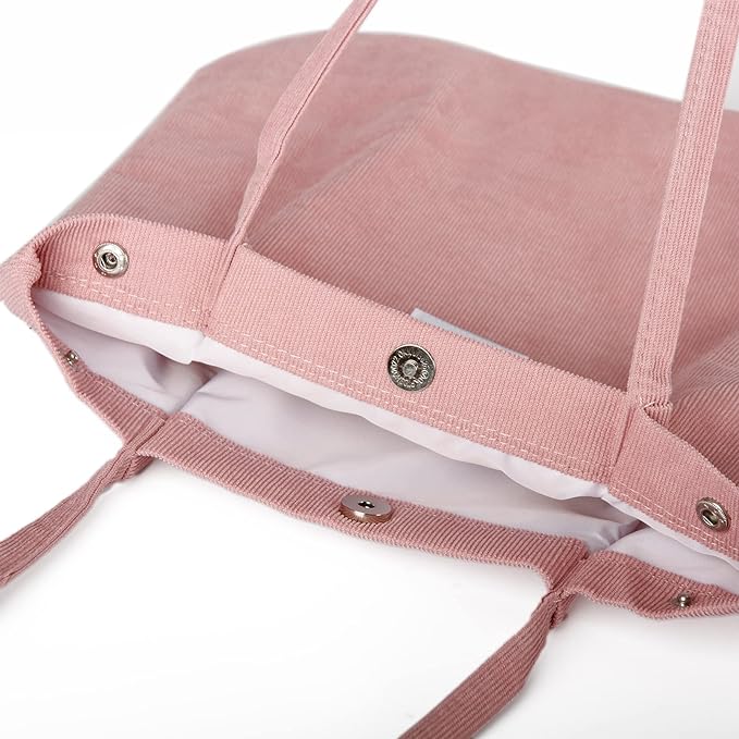 Corduroy Tote Bag Cute Tote Bags for Women Shoulder Bag with Inner Pocket for Work Beach Travel and Shopping Grocery