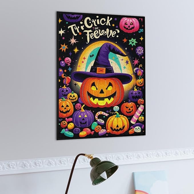 Jigsaw Puzzles for Adults 500 Piece - Halloween Pumpkins Wooden Puzzle，Family Puzzles，Educational Games，Challenge Puzzles Puzzle Games，Stress Relief Games