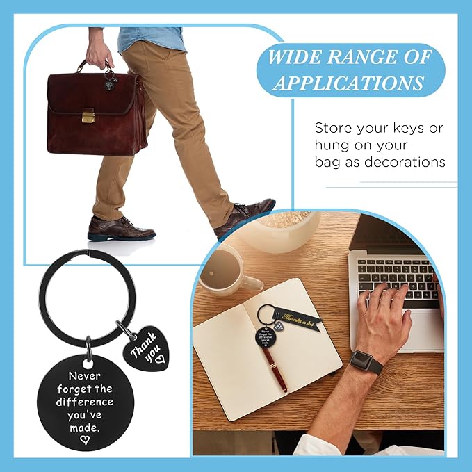 72 Pcs Employee Appreciation Gifts Bulk for Coworker 2025 Thank You Gifts Keychain with Drawstring Bag and Card