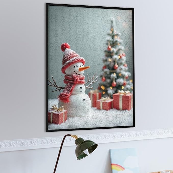Wooden Puzzles for Adults 1000 Pieces, Christmas Winter Snowman, Each Piece is Unique and Perfectly Put Together, are Special Home Decorations, Fun Puzzles, Party Games, Family Toys