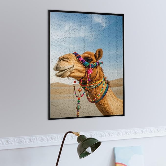 Camel in The Desert Wooden Puzzle 500 Pieces Jigsaw Puzzles for Adults Puzzle Educational Toys Challenging Fun Games Gifts for Elders Kids Family and Friends