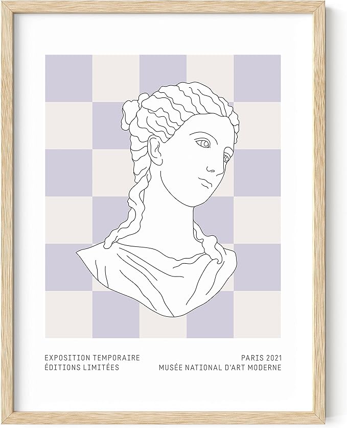 HAUS AND HUES Danish Pastel Posters, Aesthetic Pastel Room Decor, Purple Wall Art, Danish Decor (Beige Frame, 12x16)