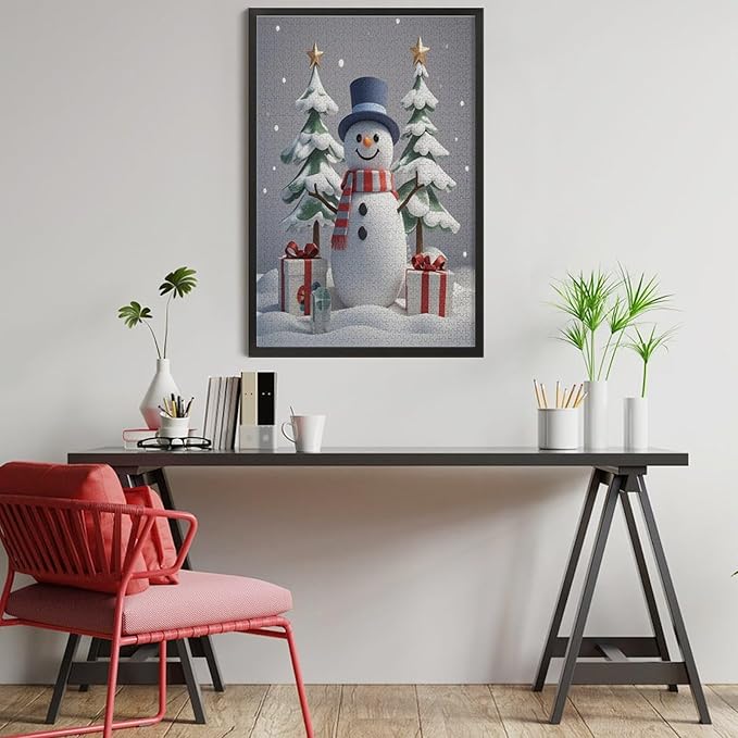 Wooden Puzzles for Adults 1000 Pieces, Christmas Winter Snowman, Each Piece is Unique and Perfectly Put Together, are Special Home Decorations, Fun Puzzles, Party Games, Family Toys