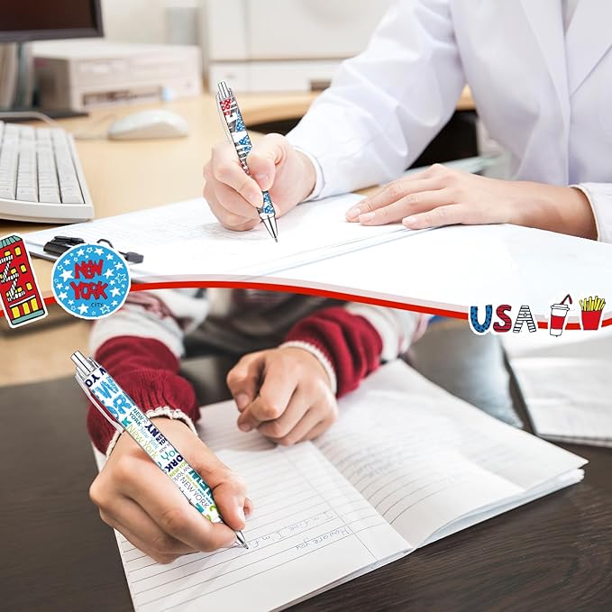 36 Pcs New York City Ballpoint Pen Collectible NYC Gift Pen Bulk Retractable NY Souvenir Souvenirs USA New York City Souvenirs for Office Supplies, 6 Styles, Black Gel Ink