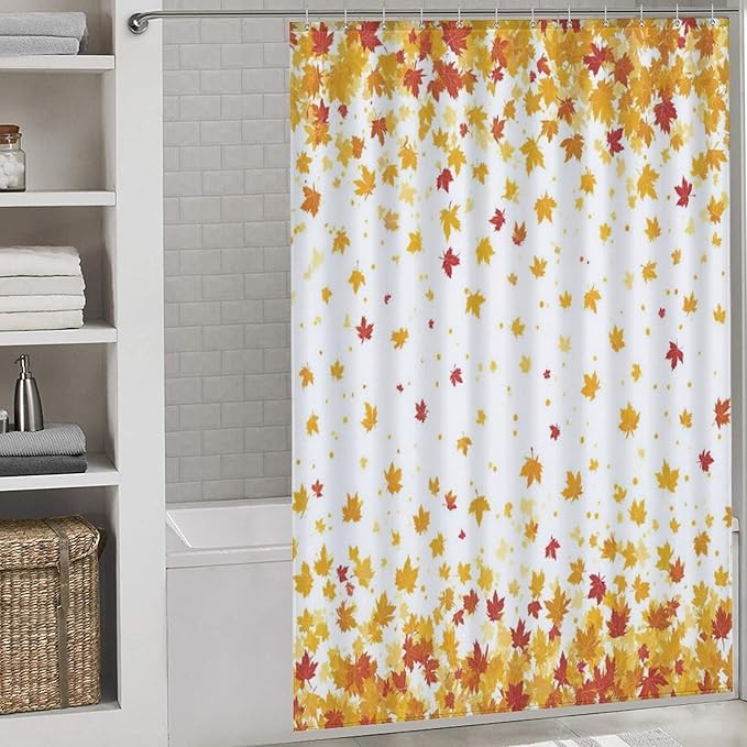 Fall Falling Maple Leaves Shower Curtain Waterproof Washable Fabric Bathroom Shower Curtains for Bathroom Decorations Home Indoor Decor 56x72Inch
