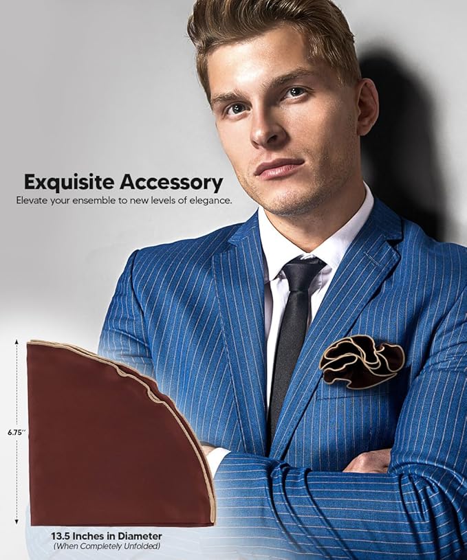 Premium Pre-Folded Four-Point Suit Pocket Square for Men with Sewn Pocket Fold