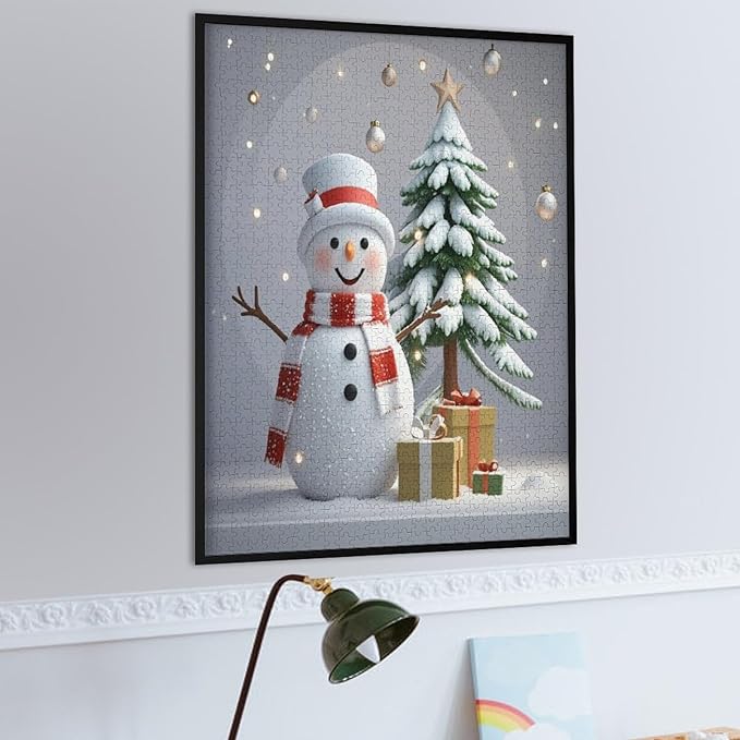 Wooden Puzzles for Adults 1000 Pieces, Christmas Winter Snowman, Each Piece is Unique and Perfectly Put Together, are Special Home Decorations, Fun Puzzles, Party Games, Family Toys