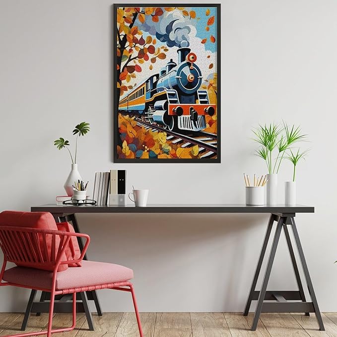 Puzzles for Adults 1000 Pieces Wooden Jigsaw Puzzle - Maple & Steam Train Theme Puzzle，Party Games，Family Toys，Educational Puzzles，Stress Relief Wooden Puzzle，Gifts for Family，Colleagues and Friends