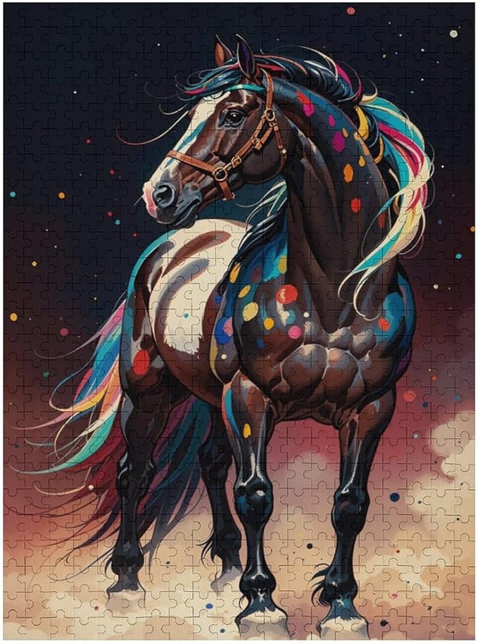 Jigsaw Puzzles for Adults 500 Piece - Colorful Horses Themed Wooden Puzzles，Stress Relief Games，Puzzle Games Challenge Puzzles，Educational Games，Family Puzzles