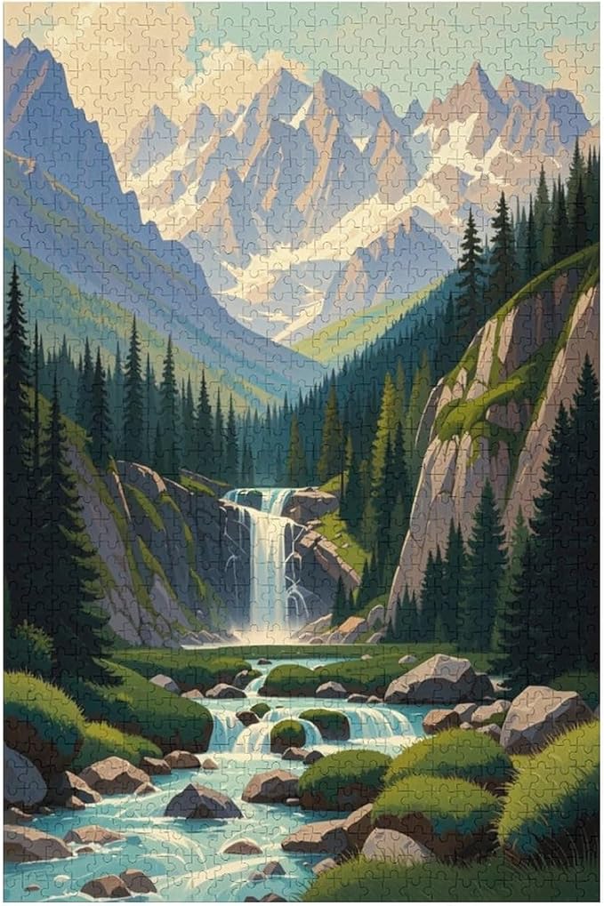 Jigsaw Puzzles for Adults 1000 Piece - Mountain Landscape Wooden Puzzle，Educational Games，Challenge Puzzles Puzzle Games， Stress Relief Games，Funny Puzzles