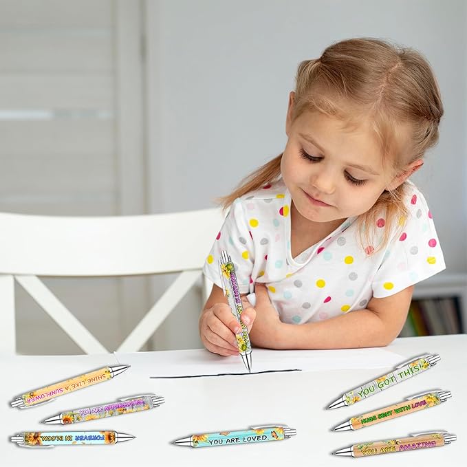Sunflower Pens Set – Bright Sunshine -Themed Ballpoint Pens for Girls, Teachers, and Flower Lovers – Smooth Writing Stationery for School, Office, or Journaling – Thanksgiving Christmas New Year Gifts