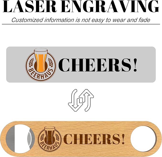 10-100 Custom Wooden Handle Bottle Openers – Laser Engraved Logo/Text – Personalized Beer Openers for Bars, Breweries, Restaurants, Events, Corporate Gifts