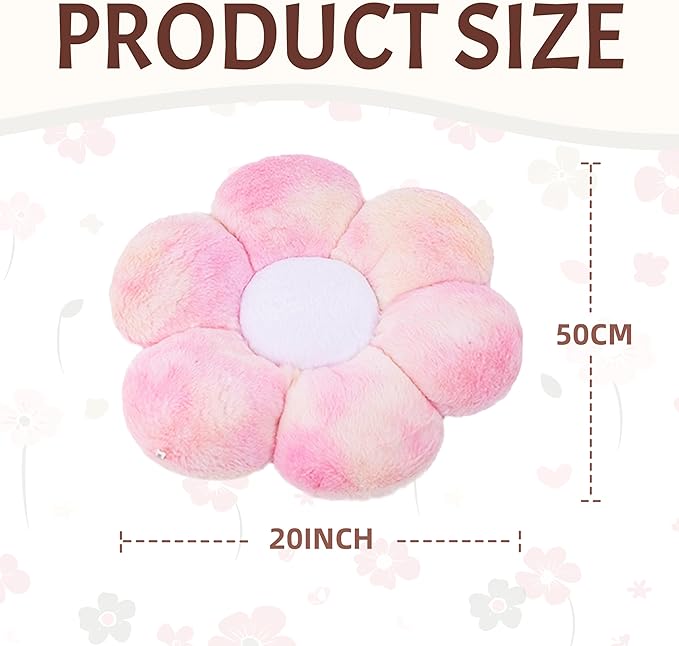 20” Pink Flower Pillow Flower Shaped Throw Pillow Colorful Cute Daisy Flower Pillows Seating Cushions for Adults Kids Throw Pillows Couch Decor