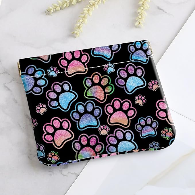 2Pcs PU Leather Small Squeeze Coin Purse Pouch Mini coin Bag Unique And Cute Wallet Cosmetic Bags Change Bag For Women Girls Men Dog Paw Pattern
