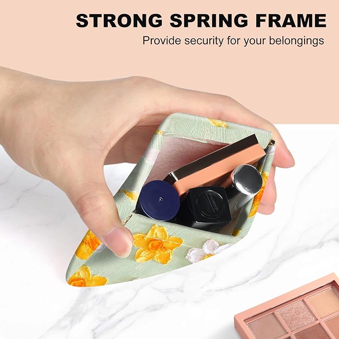2Pcs PU Leather Small Squeeze Coin Purse Pouch Mini coin Bag Unique And Cute Wallet Cosmetic Bags Change Bag For Women Girls Men （Pink and Yellow Flowers L