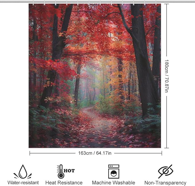 Thanksgiving Fall Maple Shower Curtain Waterproof Washable Fabric Bathroom Shower Curtains for Bathroom Decorations Home Indoor Decor 64x72Inch