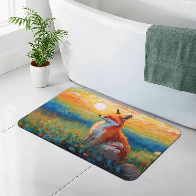 Diatomaceous Earth Bath Mat - Non-Slip Quick-Dry Bathroom Rug with Stylish Prints, Eco-Friendly Absorbent Floor Mat for Shower, Poolside(Vibrant Designs, 15.7 X 23.6Inch)
