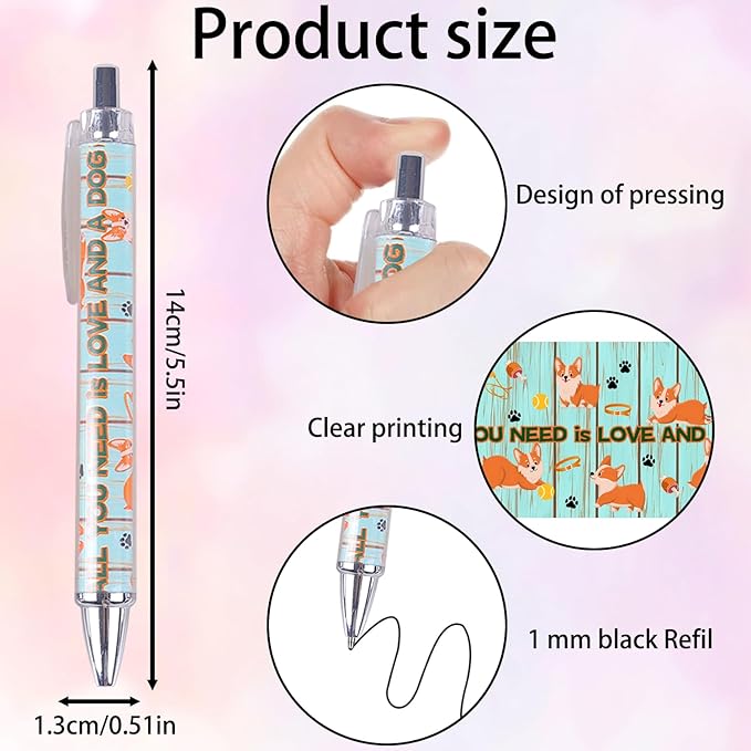 Idealmuzik Dog Pens for Dog Lovers – Cute Ballpoint Pen Set for Kids, Teens, and Adults – Fun Stationery Gift for Journaling, Writing, or School – Thanksgiving Christmas New Year Gifts, 8 Pack