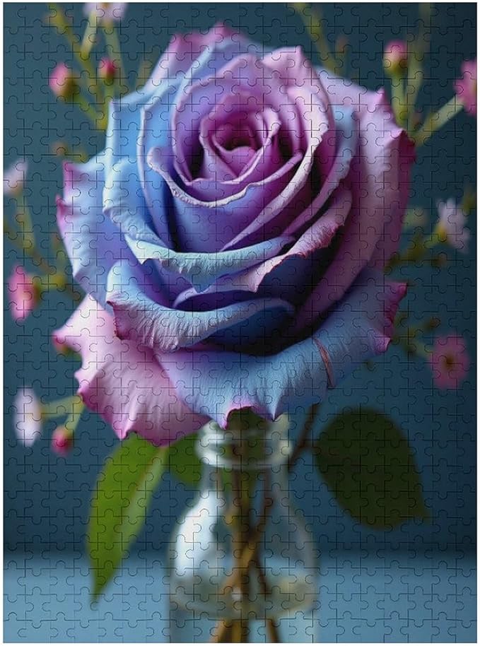 Wooden Puzzles 500 Piece，Colored Rose Themed Jigsaw Puzzles，Funny Puzzles，Stress Relief Games，Puzzle Games Challenge Puzzles，Educational Games