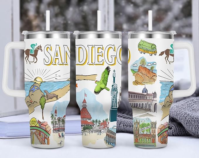 City Tumbler 40oz,Stainless Steel Water Bottle for Hot & Cold Beverages-City Gift Idea (San diego)