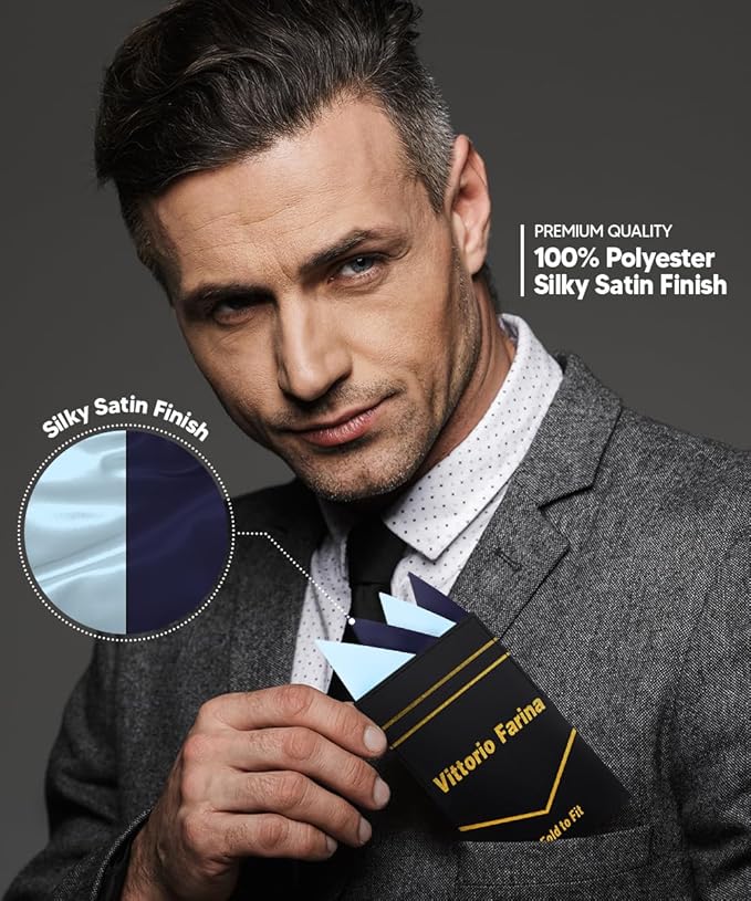 Premium Pre-Folded Four-Point Suit Pocket Square for Men with Sewn Pocket Fold