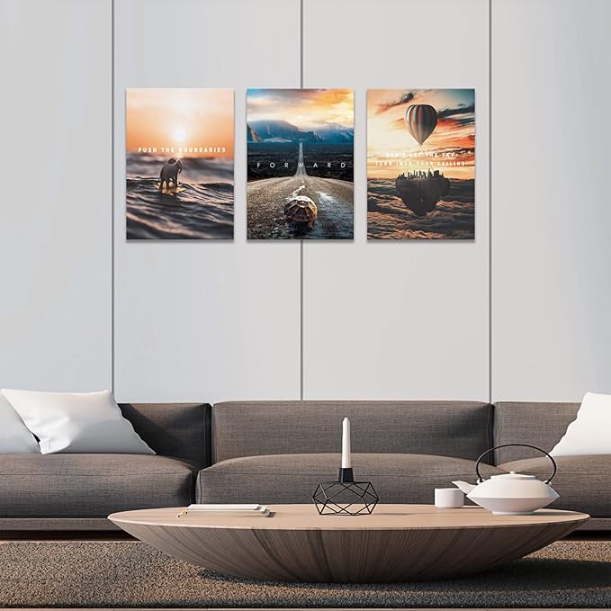 BWSPACE Motivational Canvas Wall Art-Inspirational Wall Art 3 Pieces Wall Art Decorations for Office Living Room and Bedroom Decor