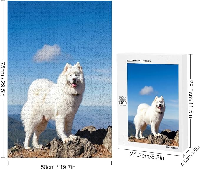 Adult Wooden Puzzle 1000 Pieces - Great Pyrenees Lovers Cute Dog Theme Jigsaw Puzzles， Exquisite Art Design，for Puzzles Challengers and Enthusiasts，Puzzle Games for Children and Adults