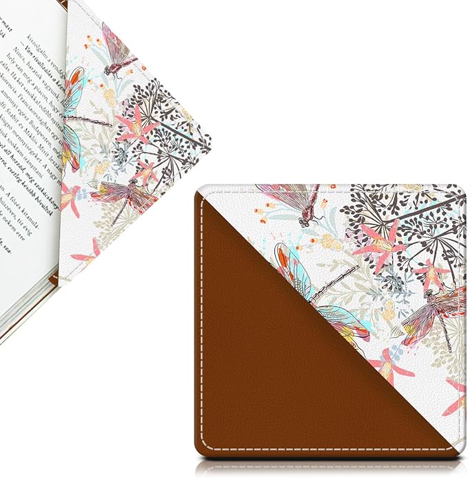 Cute Leather Bookmarks, Fun Triangle Making Corner Bookmark, Book Accessories for Reading Book Lovers, Unbreakable Page Markers for Women Men Cute Colorful Dragonfly