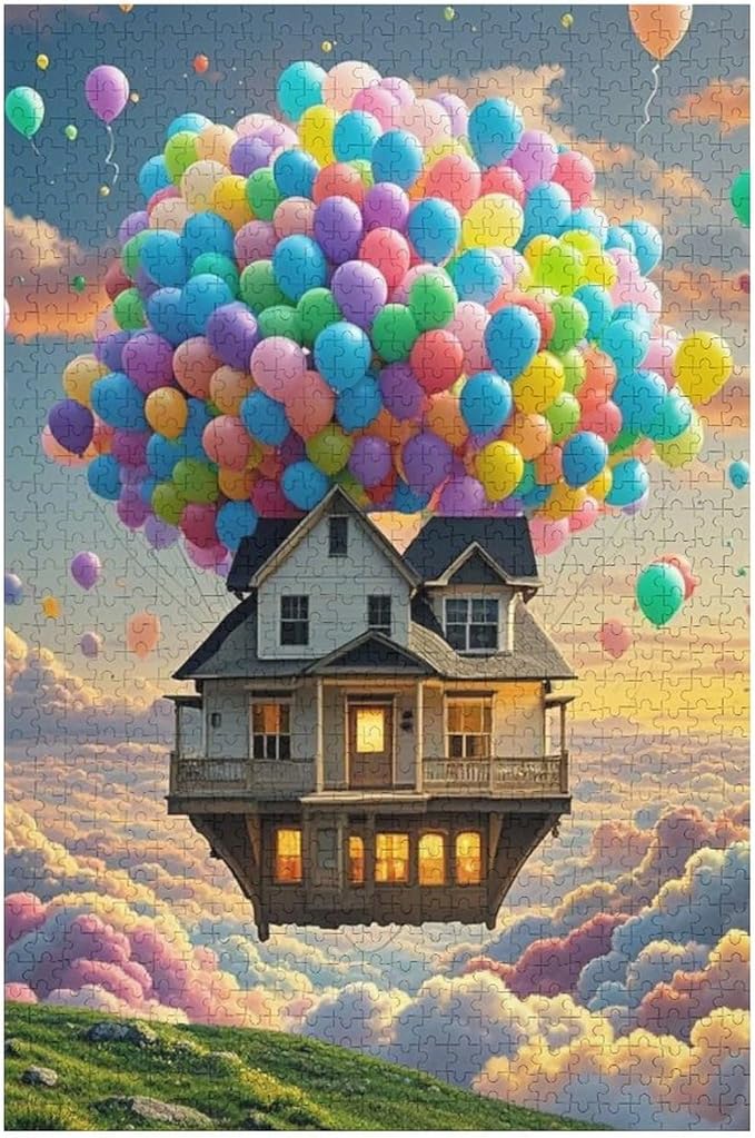 Wooden Puzzle - Floating House Jigsaw Puzzles，Wooden Puzzles for Adults 1000 Pieces Challenge Puzzles，Educational Games，Family Puzzles，Unique Gifts for Wall Art