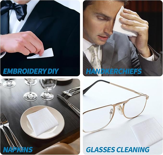 Men's Handkerchiefs 100% Soft Cotton, Classic White Hankies,Breathable and Reusable Handkerchiefs for Men