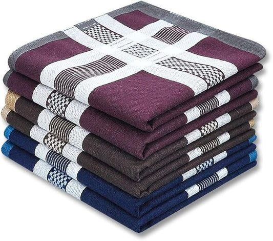 Zenssia Soft Men's Cotton Handkerchiefs with Assorted Color 6 Piece Gift Set