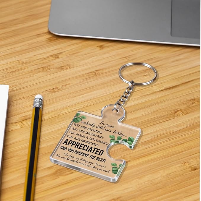 Team Appreciation Gifts for Employee Coworker Staff Bulk, Teamwork Thank You Gift Set Puzzle Piece Acrylic Keychains