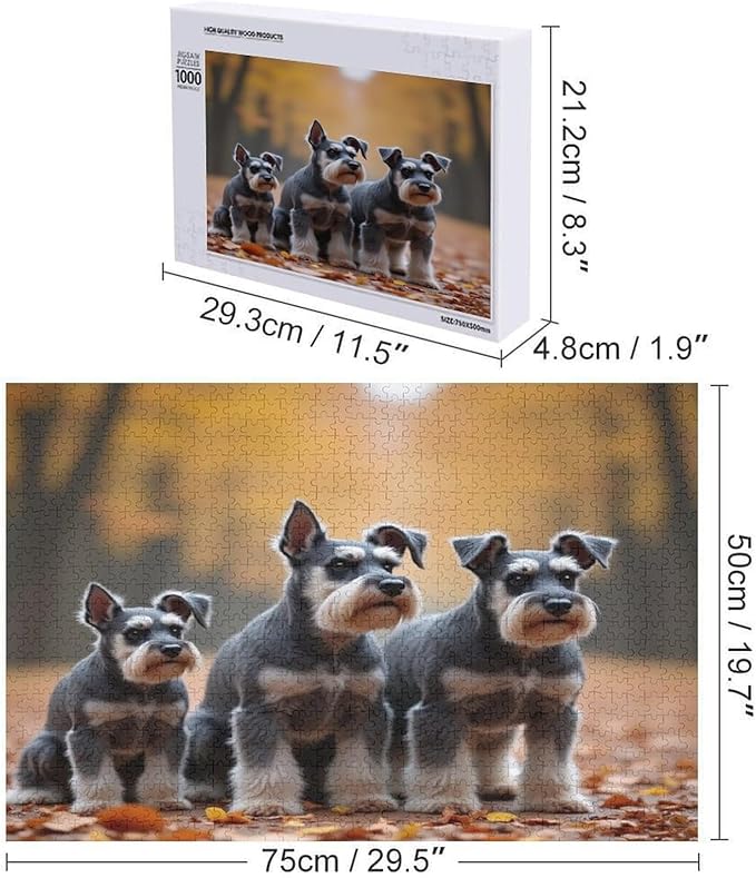 Miniature Schnauzers in Autumn Park - 1000 Piece Jigsaw Puzzles for Adults，Stress Relieving Game Props Positive Thinking Puzzles Party Entertainment Puzzles for Adults and Teens Toy