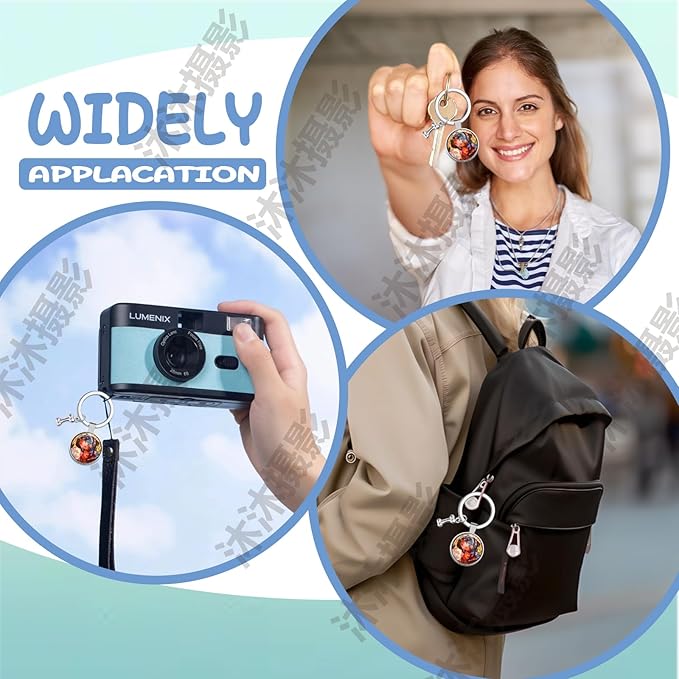 12 Pack 3D Glass Stained Glass Keychain, Car Key Ring Pendant Key Chains for Handbag Bag, Earphone Case Decoration