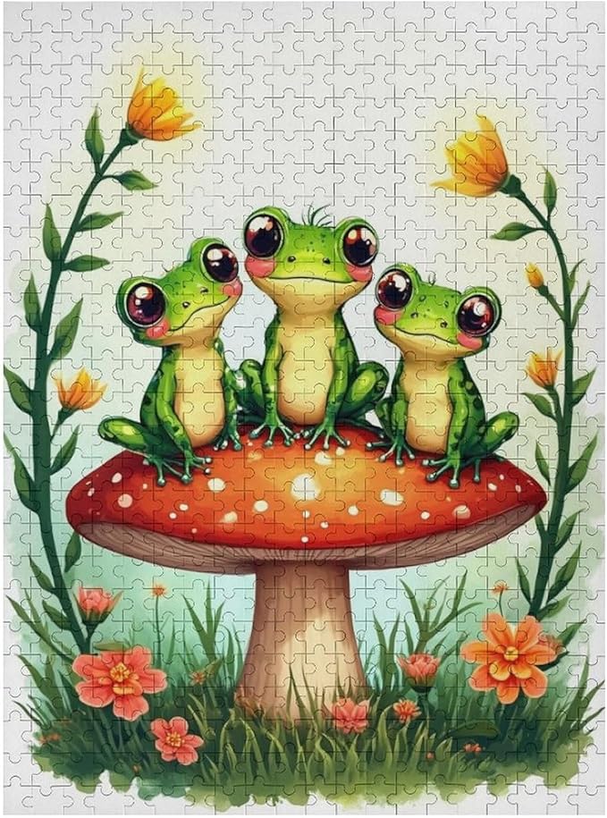 Jigsaw Puzzles for Adults 500 Piece - Colorful Frogs Wooden Puzzles, Unique Gifts for Wall Art，Family Puzzles，Educational Games，Challenge Puzzles