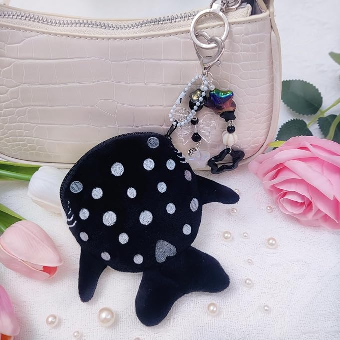 Cute Keychain Whale Shark Coin Purse Keychain Cute Plush Zipper Change Pouch, Kawaii Handmade Wallet for Women