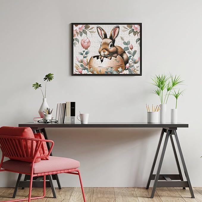 Wooden Puzzle - Easter Bunny Eggs Cute Rabbit Jigsaw Puzzles，Wooden Puzzles for Adults 500 Pieces Challenge Puzzles，Educational Games，Family Puzzles，Unique Gifts for Wall Art