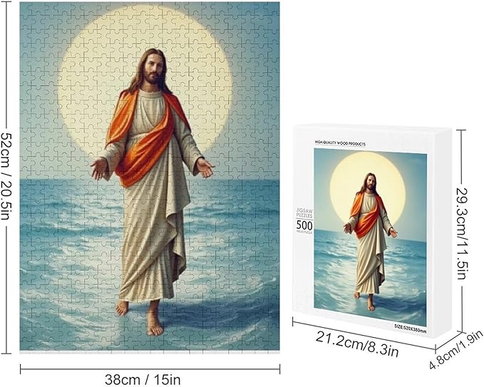 Jigsaw Puzzles for Adults 500 Piece - Jesus Walk On Sea Wooden Puzzle，Stress Relief Games，Funny Puzzle，Unique Gifts for Wall Art ，Family Puzzles，Educational Games，Challenge Puzzles