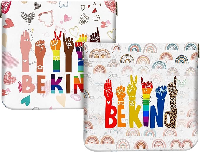 2Pcs PU Leather Small Squeeze Coin Purse Pouch Mini coin Bag Unique And Cute Wallet Cosmetic Bags Change Bag For Women Girls Men （Fingers and Rainbows