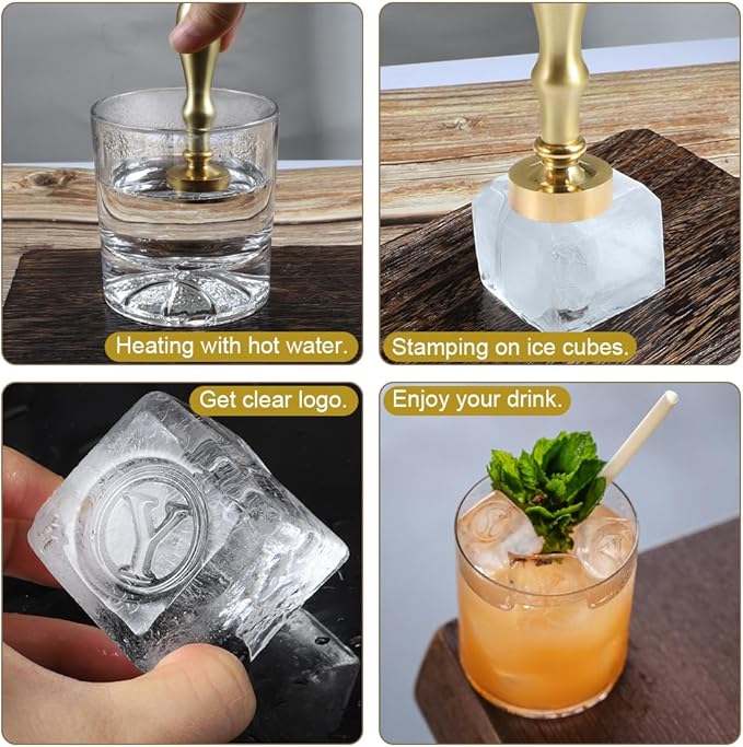 Ice Cube Stamp for Cocktails Ice Stamp Brass Head with Handle, Ice Branding Stamp for Ice Cubes Cocktail Whiskey Drinks Party Wedding Making DIY Crafting (Letter Y)