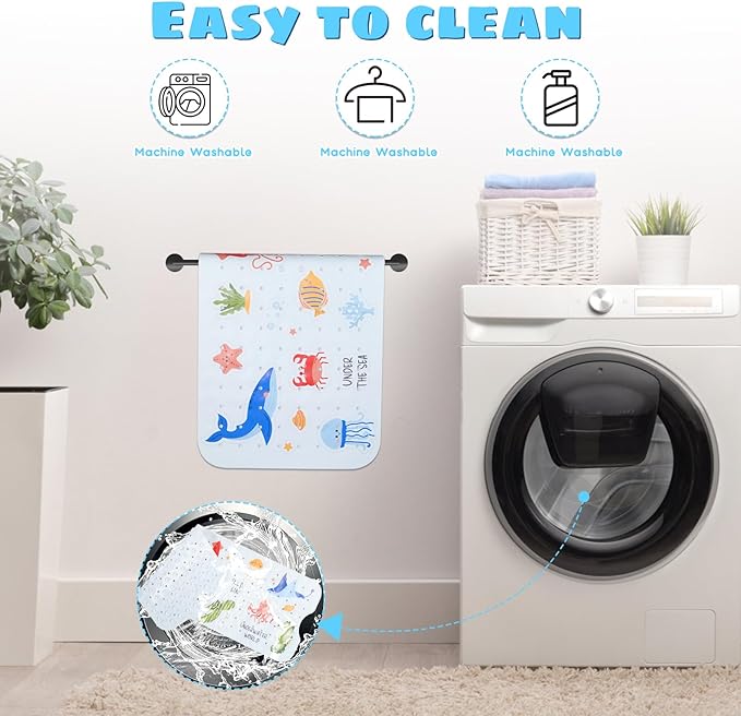 Baby Bath Mat for Tub Non Slip Kids Bathtub Mat Extra Long 40X16 Inch Toddler Bath Tub Shower Mat Anti Slip with Suction Cups & Drain Holes, Machine Washable (Under The sea)