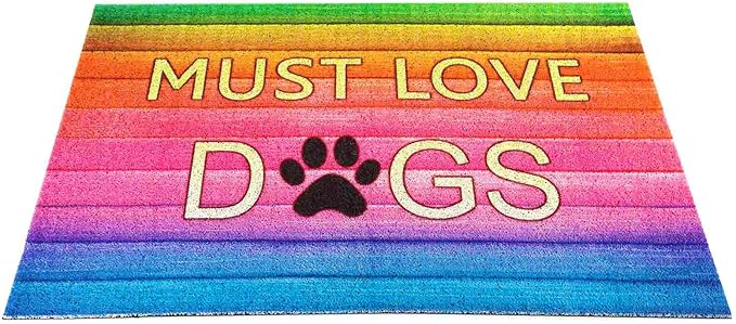 Darkyazi Colorful Doormats Entrance Front Door Rug Funny Outdoors/Indoor/Bathroom/Kitchen/Bedroom/Entryway Floor Mats，Non-Slip Polyvinyl Chloride (24"×16", Must Love Dogs-1)