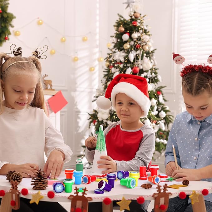 Skylety 60 Pieces Winter Snowflake Stamps for Kids Self Ink Assorted Plastic Snowflake Hand Stampers for Card Making Holiday Winter Wonderland Birthday Party Decorations Supplies(Multi Colors)