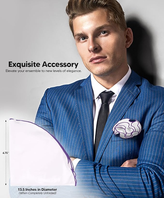 Premium Pre-Folded Four-Point Suit Pocket Square for Men with Sewn Pocket Fold
