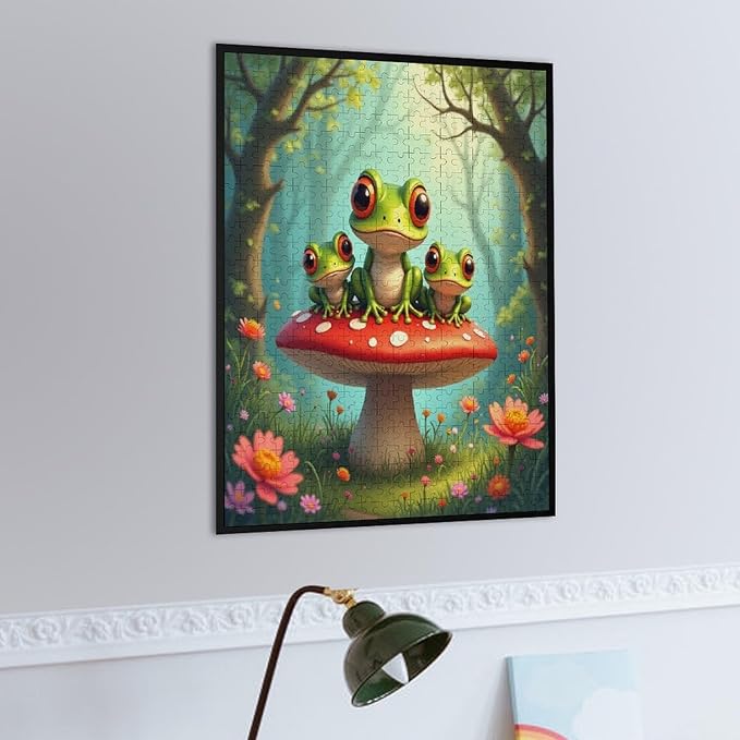 Jigsaw Puzzles for Adults 500 Piece - Colorful Frogs Wooden Puzzles, Family Puzzles，Educational Games，Challenge Puzzles Puzzle Games