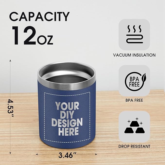 Personalized Custom Tumbler Print in USA 12oz 50Pcs Stainless Steel Travel Coffee Cup with Lid & Straw Double Wall Insulated Mug With Colorful Text Logo Photo